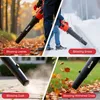 A collage of four images showing a leaf blower being used in different scenarios: blowing leaves, blowing snow, blowing dust, and blowing withered grass. Anteprima dell’immagine prodotto