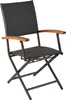 A single folding chair with wooden armrests on a white background. Produktbild-Vorschau