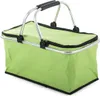 A green insulated shopping or picnic basket with silver handles and black trim. Náhled obrázku produktu