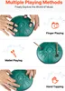 The image shows three different ways to play a steel tongue drum: with fingers, with mallets, and by hand tapping. Each method is illustrated with a picture of the drum being played and accompanying icons and text. Podgląd zdjęcia produktu