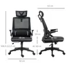 Two views of an ergonomic office chair with dimensions indicated by text and lines. Produktbild-Vorschau