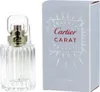 A bottle of Cartier Carat Eau de Parfum and its packaging are displayed side-by-side against a white background. Anteprima dell’immagine prodotto