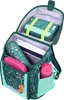 An open school backpack with various school supplies inside. Voir les images du produit