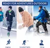 Collage of people engaged in winter outdoor activities: jogging, snowball fights, and hiking. Anteprima dell’immagine prodotto