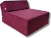 A burgundy folding mattress or futon is shown from a slightly elevated side angle against a white background. Produktbild-Vorschau