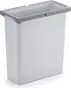 A white trash can with a gray rim and handle, shown from the front. Produktbild-Vorschau
