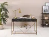 A modern home office setup with a black marble desk, gold accents, a desk lamp, and a potted plant. Voir les images du produit