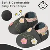 YALION Krabbelschuh Leder grau Blume Motiv Lauflernschuhe Produktbild-Vorschau 2