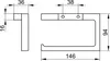 Technical drawing of a toilet paper holder with dimensions. Anteprima dell’immagine prodotto