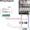A wiring diagram showing a smart switch and its connection to a load, with a separate image of an electrical panel. Náhled obrázku produktu