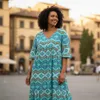 Boho Kurzarm Sommerkleid, Maxikleid, Strandkleid, Plus Size Produktbild-Vorschau 6