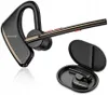 A black Bluetooth headset with gold accents and its charging case are displayed against a white background. Produktbild-Vorschau