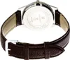 Close-up view of the back of a watch with a leather strap. Produktbild-Vorschau
