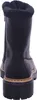 The back view of a black leather boot with a faux fur lining and a thick sole. Voir les images du produit
