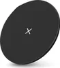 A black wireless charging pad with a white cross symbol in the center, shown at an angle against a white background. Produktbild-Vorschau