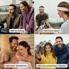 A collage of four images showing people in different scenarios: in an office, playing tennis, in a sauna, and outdoors in bad weather. Each image depicts a product being used or held. Anteprima dell’immagine prodotto