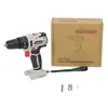 A cordless drill and its packaging are displayed against a white background, with some small accessories at the bottom. Produktbild-Vorschau