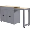 A gray kitchen island with a pull-out table extension, shown against a white background. Produktbild-Vorschau