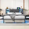 Podwójne łóżko tapicerowane 160 x 200 cm z oświetleniem Podgląd zdjęcia produktu 2