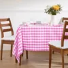 HOMESCAPES Pink karierte Tischdecke aus 100% Baumwolle, 138 Produktbild-Vorschau 2