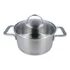 A stainless steel pot with a glass lid and handles, shown from a front-side angle against a white background. Produktbild-Vorschau