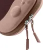 A close-up view of the zippers and fabric texture of a pink and brown case. Produktbild-Vorschau