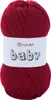 A ball of dark red yarn with a white label. Podgląd zdjęcia produktu