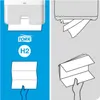 An instructional diagram showing how to use Tork Xpress Multifold Hand Towels. Produktbild-Vorschau