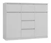 A white dresser with six drawers and two doors, shown from a three-quarter angle against a white background. Anteprima dell’immagine prodotto