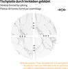 Diagram showing how four pieces of a tabletop with a marble pattern are joined together. Produktbild-Vorschau