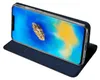 A blue flip case for a Huawei Mate 20 Pro smartphone, shown from a diagonal angle with the phone screen displaying a colorful wallpaper. Náhľad obrázku produktu