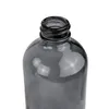 Close-up of the top of a dark gray glass bottle with a black threaded opening. Produktbild-Vorschau