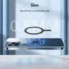 A clear phone case with a magnetic ring accessory shown above it, with text highlighting its slimness and thickness. Anteprima dell’immagine prodotto