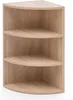 A corner shelf unit with three shelves, shown against a white background. Anteprima dell’immagine prodotto