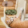 A cat is playing on a cat tree, with close-up insets showing the materials used. Podgląd zdjęcia produktu