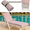 A collage showing a rolled-up towel with text, a close-up of a lounge chair cushion, and a lounge chair with the cushion by a pool. Produktbild-Vorschau