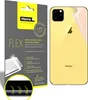 A product package for a screen protector next to a yellow iPhone. Produktbild-Vorschau
