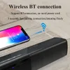 A smartphone is shown connecting wirelessly to a black soundbar, illustrating Bluetooth connectivity. Produktbild-Vorschau