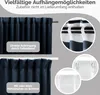 Collage showing different ways to hang curtains, with text overlays explaining the methods. Produktbild-Vorschau