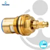 A close-up studio shot of a brass faucet cartridge with a blue cap. Produktbild-Vorschau