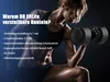 A woman is shown lifting a dumbbell, with text listing product features. Produktbild-Vorschau