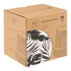 A cardboard box containing a set of plates with a palm leaf design. Náhled obrázku produktu