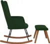 A dark green velvet rocking chair and ottoman are shown against a white background. Produktbild-Vorschau
