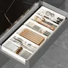 Schubladen Besteckeinsatz ausziehbar, Weiß, verstellbarer Produktbild-Vorschau 4
