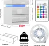 2x Nachttisch mit LED,Weiß Hochglanz Nachtschrank mit 2 Produktbild-Vorschau 6