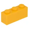 A single yellow LEGO brick with three studs on top, isolated on a white background. Produktbild-Vorschau
