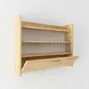A wooden kitchen shelf unit mounted on a white wall. Náhled obrázku produktu