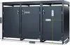 A three-unit outdoor trash can enclosure with a planter roof. Produktbild-Vorschau