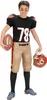 A young boy dressed in an American football costume, holding a football and a helmet. Produktbild-Vorschau
