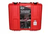 A closed red tool case with product information and images on the front. Produktbild-Vorschau